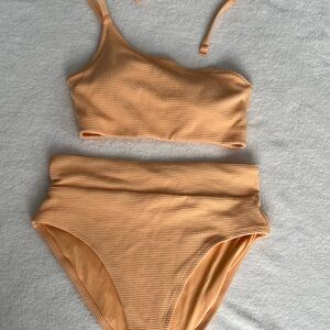 Old Navy Textured orange one shoulder bikini